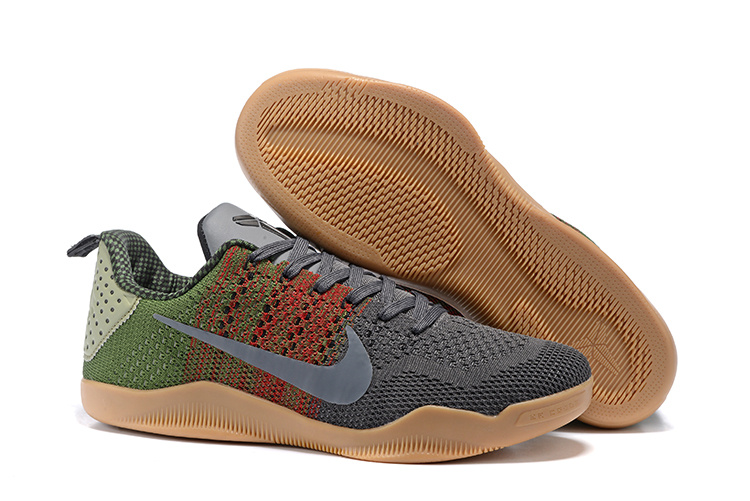 Women Nike Kobe 11 Flyknit Grey Brown Green Shoes
